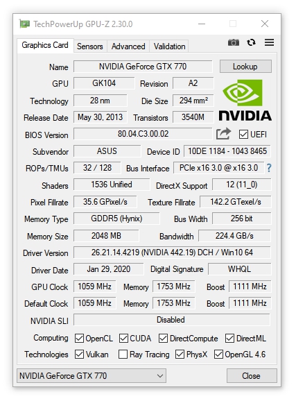 Скриншот GPU-Z